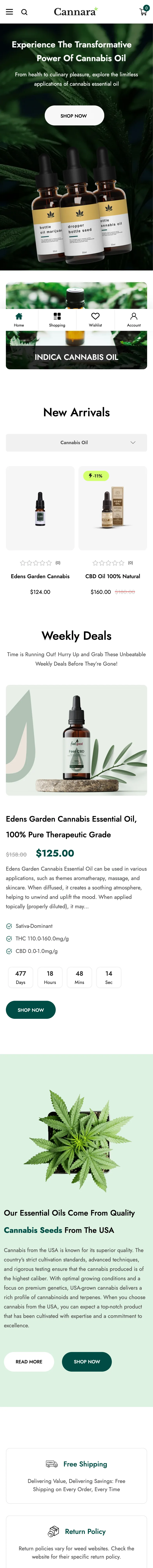 Cannara home page — mobile