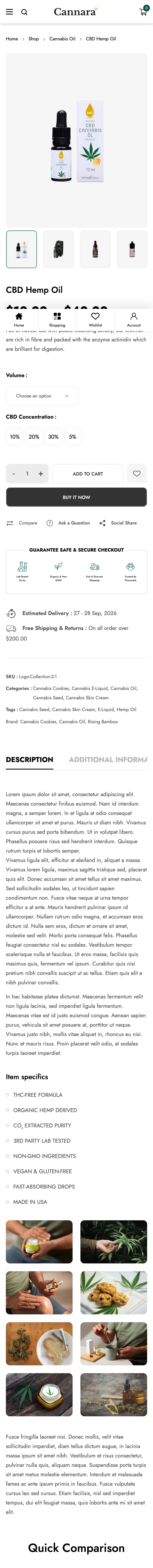 Cannara product page — mobile