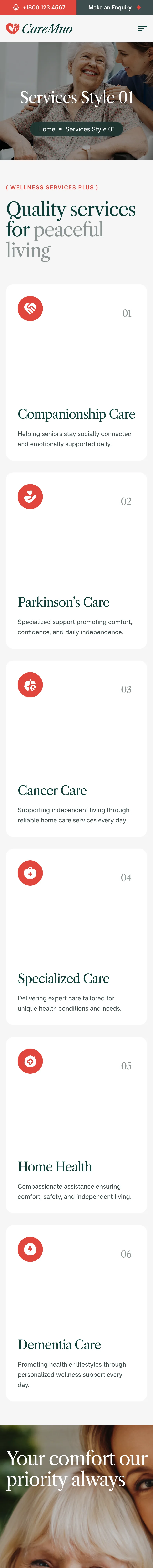 Caremuo collection page — mobile