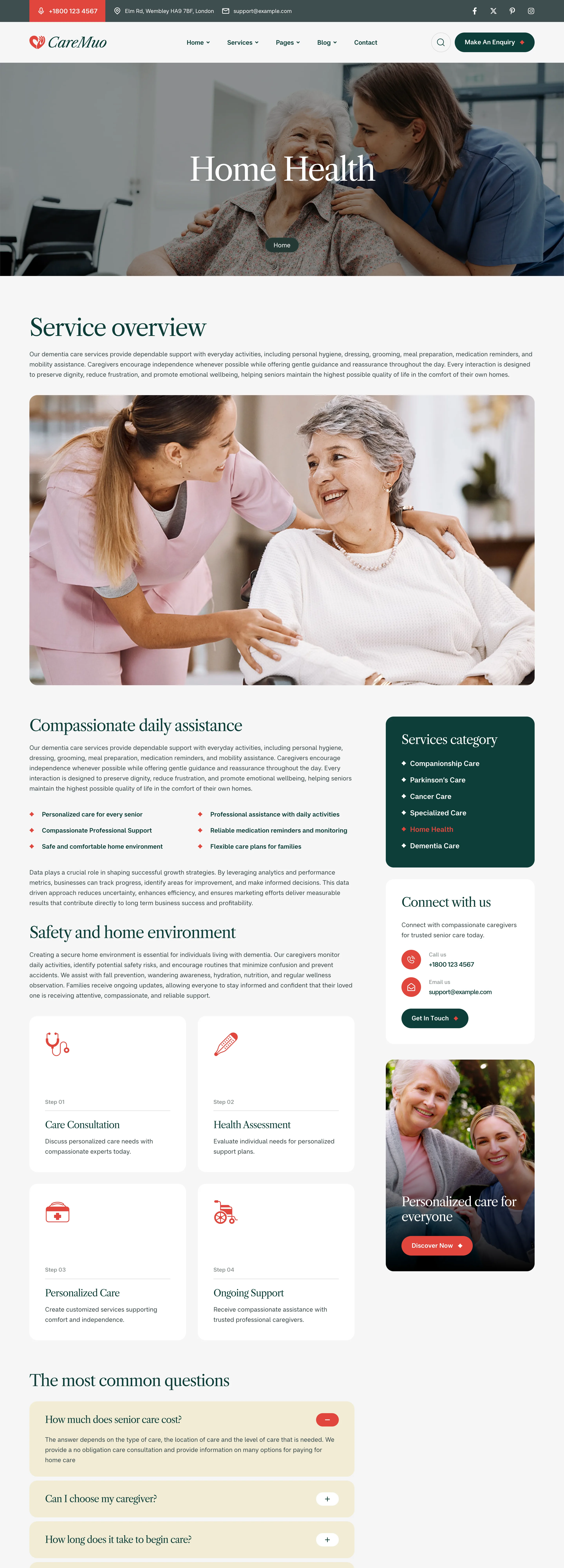 Caremuo product page — desktop