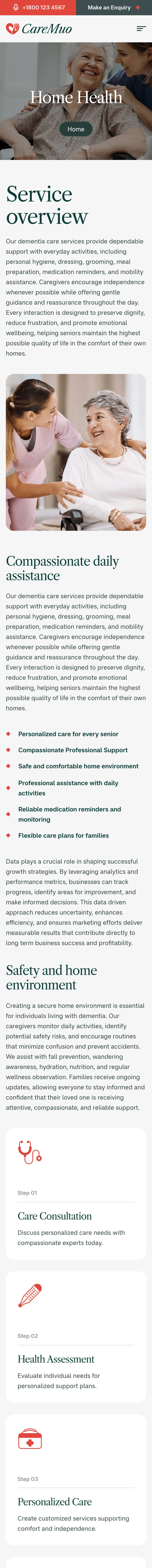 Caremuo product page — mobile