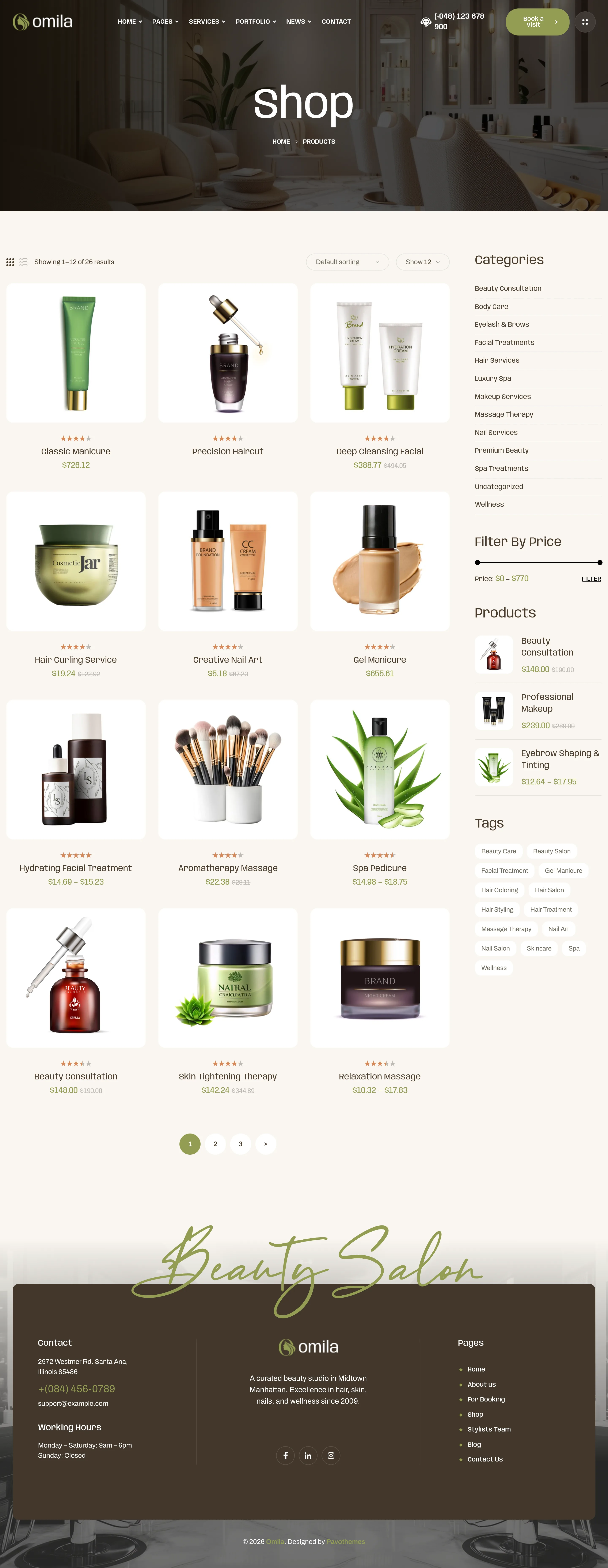 Omila collection page — desktop