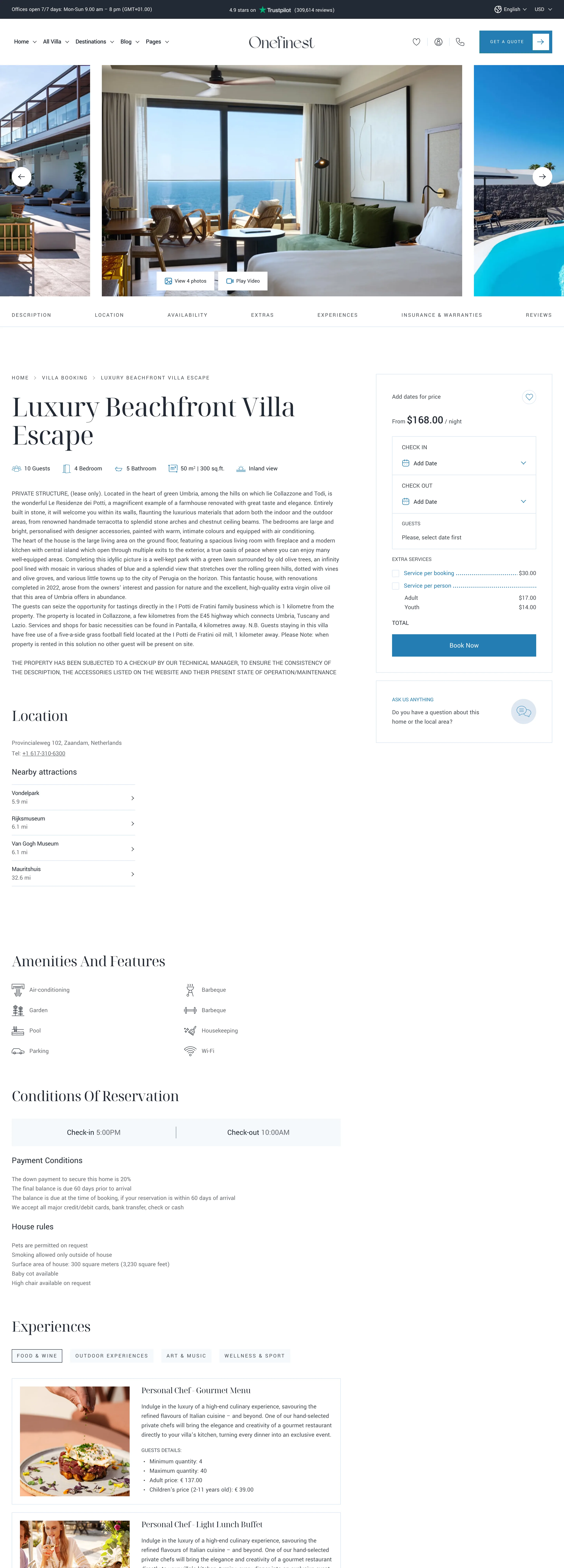 Onefinest product page — desktop