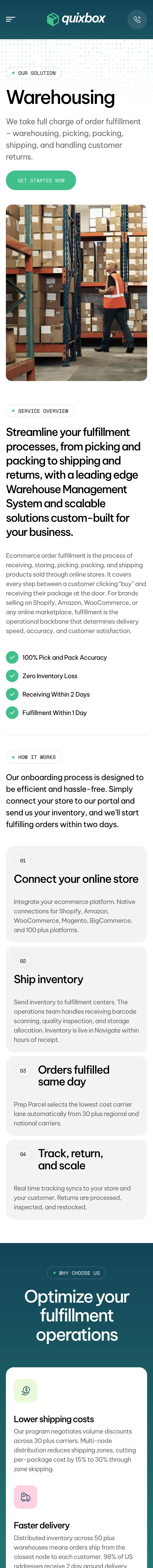 Quixbox product page — mobile