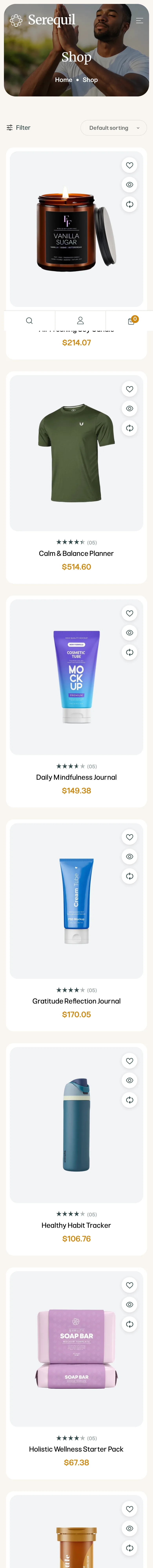 Serequil collection page — mobile