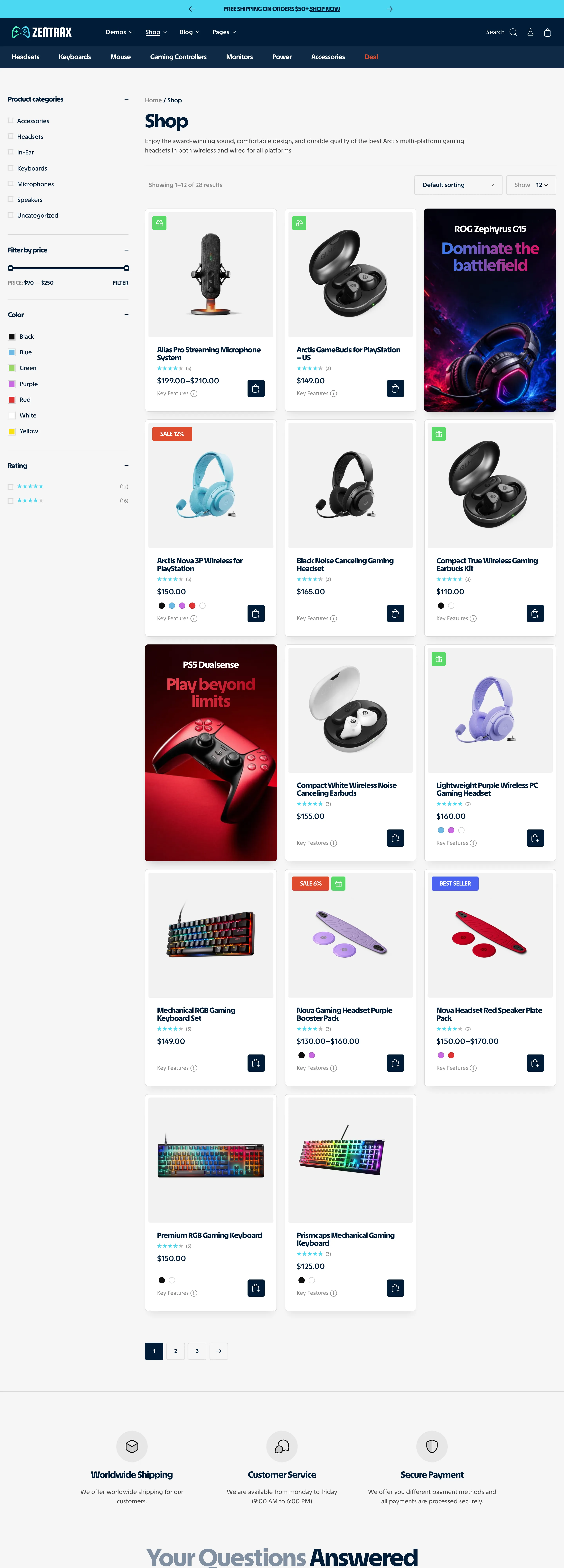 Zentrax collection page — desktop