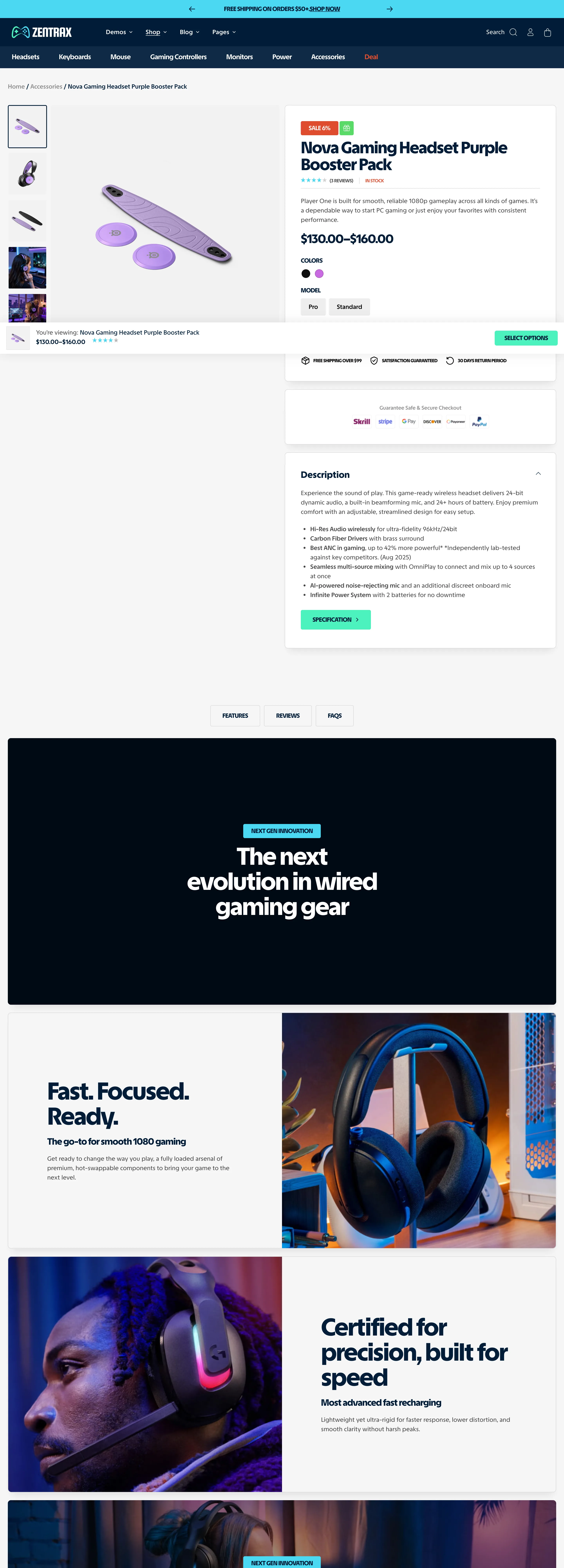 Zentrax product page — desktop